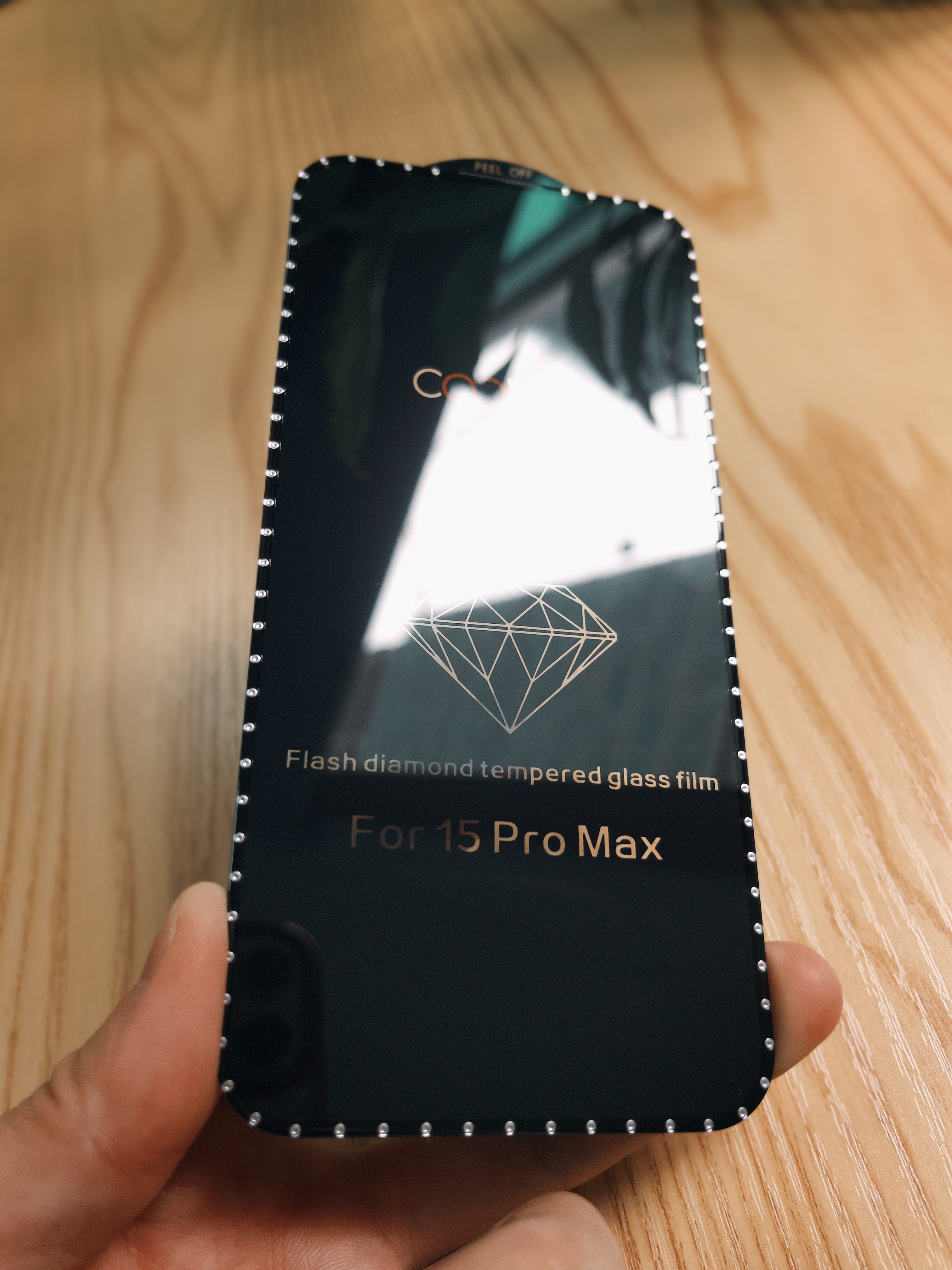 Diamond Apple 15 Pro Max Klare Displayschutzfolie aus gehärtetem Glas für Mobiltelefone, Drop-Folie, vollständige Bildschirmabdeckung, Antihaft-Fingerabdrücke